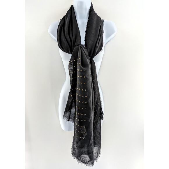 Lulla by Bindya Accessories - Lulla Collection By Bindya Black Studded Scarf